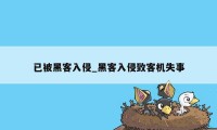 已被黑客入侵_黑客入侵致客机失事