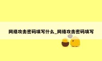 网络攻击密码填写什么_网络攻击密码填写