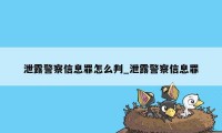 泄露警察信息罪怎么判_泄露警察信息罪