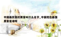 中国最厉害的黑客叫什么名字_中国现在最强黑客是谁呀