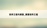软件工程与黑客_黑客软件工程