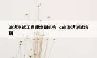 渗透测试工程师培训机构_ceh渗透测试培训