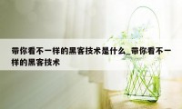 带你看不一样的黑客技术是什么_带你看不一样的黑客技术