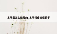 木马是怎么编程的_木马程序编程教学