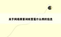关于网络黑客训练营是什么梗的信息