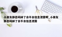 小朋友静态码掉了会不会信息泄露呢_小朋友静态码掉了会不会信息泄露