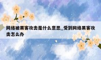 网络被黑客攻击是什么意思_受到网络黑客攻击怎么办