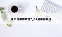 什么是黑客软件?_BA是黑客软件