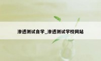 渗透测试自学_渗透测试学校网站