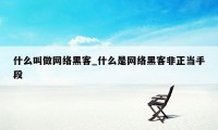 什么叫做网络黑客_什么是网络黑客非正当手段