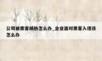 公司被黑客威胁怎么办_企业面对黑客入侵该怎么办