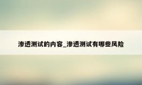 渗透测试的内容_渗透测试有哪些风险
