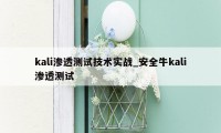 kali渗透测试技术实战_安全牛kali渗透测试