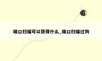 端口扫描可以获得什么_端口扫描过狗