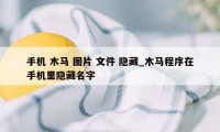 手机 木马 图片 文件 隐藏_木马程序在手机里隐藏名字