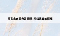 黑客攻击服务器原理_网络黑客的原理