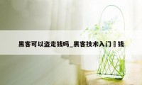 黑客可以盗走钱吗_黑客技术入门盜钱