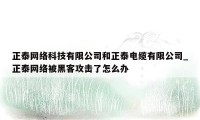 正泰网络科技有限公司和正泰电缆有限公司_正泰网络被黑客攻击了怎么办