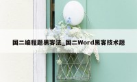 国二编程题黑客法_国二Word黑客技术题