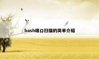 bash端口扫描的简单介绍