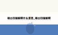 端口扫描解释什么意思_端口扫描解释