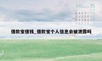借款宝借钱_借款宝个人信息会被泄露吗