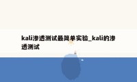 kali渗透测试最简单实验_kali的渗透测试