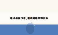 电话黑客技术_电话网络黑客团队