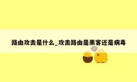 路由攻击是什么_攻击路由是黑客还是病毒