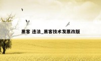 黑客 违法_黑客技术发票改版