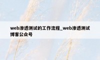 web渗透测试的工作流程_web渗透测试博客公众号