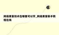 网络黑客技术在哪里可以学_网络黑客新手教程在线