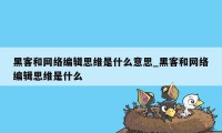 黑客和网络编辑思维是什么意思_黑客和网络编辑思维是什么