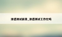 渗透测试前景_渗透测试工作忙吗