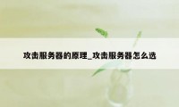 攻击服务器的原理_攻击服务器怎么选