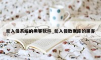 能入侵系统的黑客软件_能入侵数据库的黑客