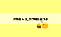 反黑客入侵_反控制黑客技术