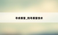 寻求黑客_找寻黑客技术