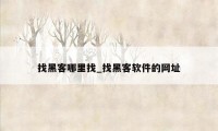 找黑客哪里找_找黑客软件的网址