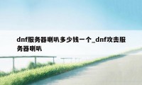 dnf服务器喇叭多少钱一个_dnf攻击服务器喇叭