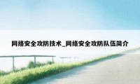 网络安全攻防技术_网络安全攻防队伍简介