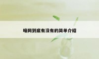 暗网到底有没有的简单介绍