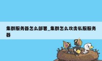 集群服务器怎么部署_集群怎么攻击私服服务器