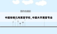 中国有哪几所黑客学校_中国大学黑客专业