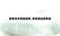 黑客技术教程视频_黑客类经典教程
