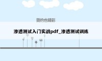 渗透测试入门实战pdf_渗透测试训练