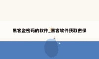 黑客盗密码的软件_黑客软件获取密保