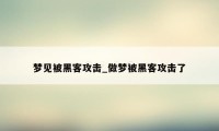 梦见被黑客攻击_做梦被黑客攻击了