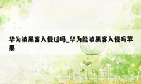 华为被黑客入侵过吗_华为能被黑客入侵吗苹果