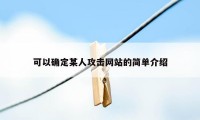 可以确定某人攻击网站的简单介绍